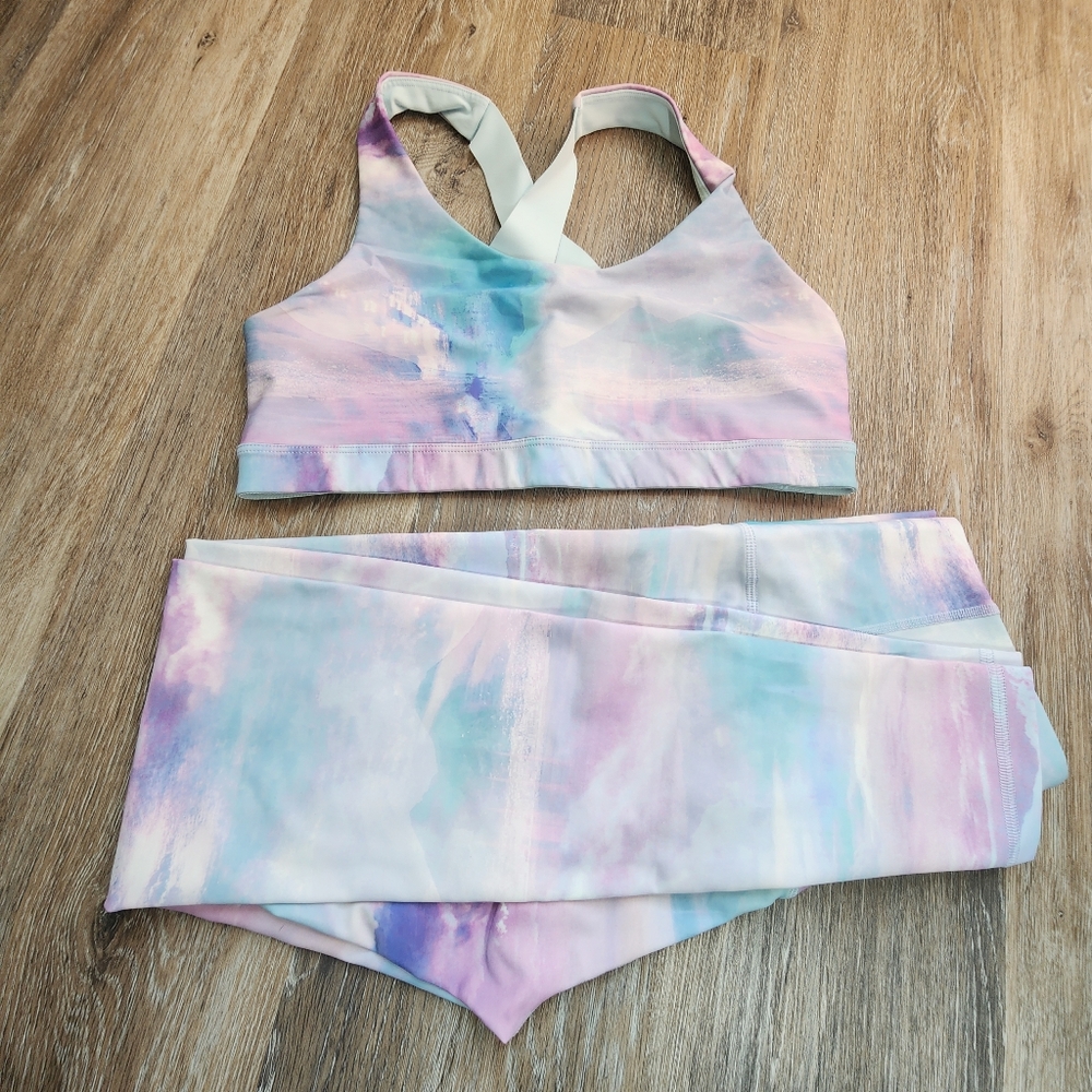 Old Navy Activewear Set PowerSoft Cross-Back Cutout Sports Bra & Leggings M/L